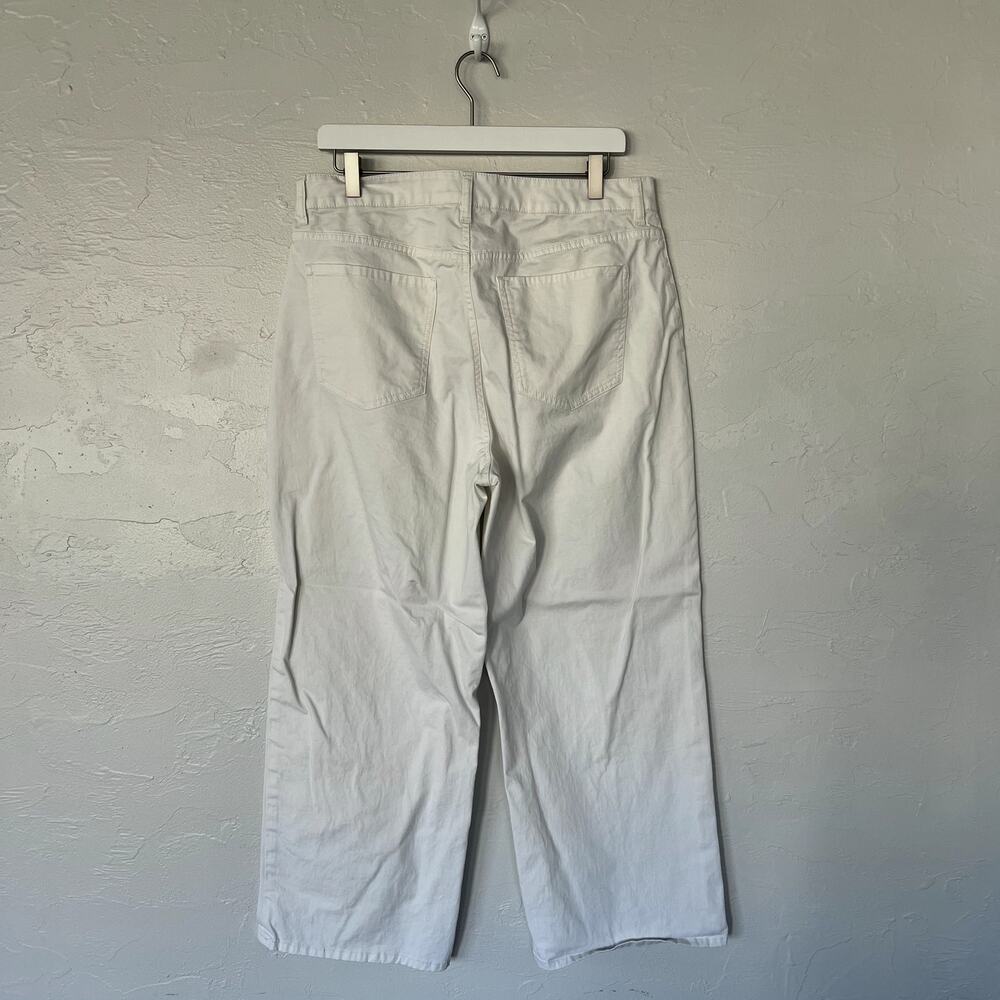 Quince Organic Stretch Cotton Chino Cropped Wide Leg Pants Frost size 14 - Picture 2 of 6